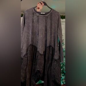 NWOT Mixed fabric acid was asymmetrical hem tunic/dress  by J Her.